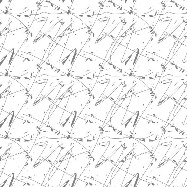 Vector illustration of Seamless abstract background pattern - lines and blots - gray wallpaper black and white - vector Illustration