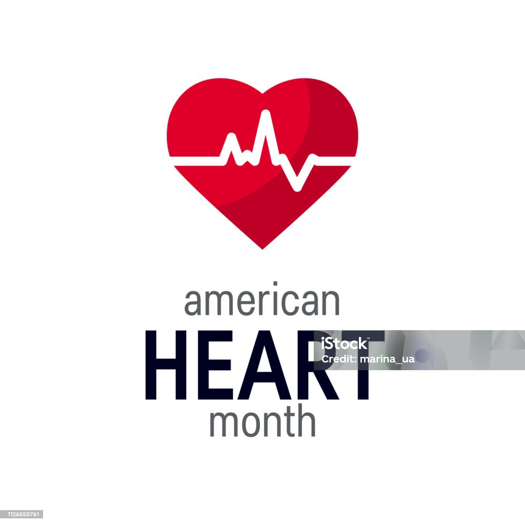 National heart month concept in flat style National heart month concept. Simple design in flat style, vector Heart - Internal Organ stock vector