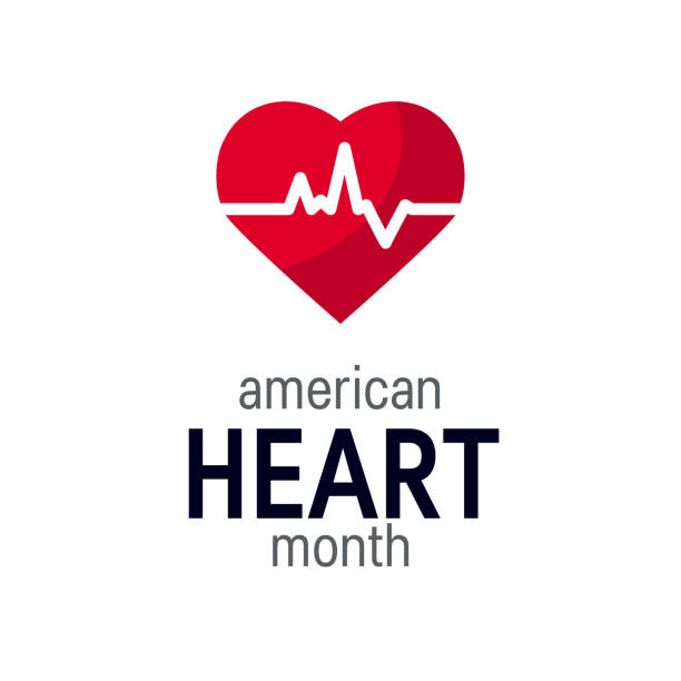 National heart month concept in flat style National heart month concept. Simple design in flat style, vector taking pulse stock illustrations