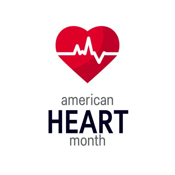 Vector illustration of National heart month concept in flat style