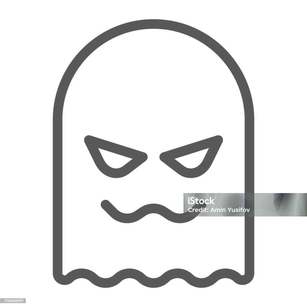 Ghost line icon, horror and character, horror sign, vector graphics, a linear pattern on a white background. Ghost line icon, horror and character, horror sign, vector graphics, a linear pattern on a white background, eps 10. Black Color stock vector