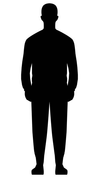 mann stehend silhouette - schwarz einfach isoliert - vektor - silhouette men people standing stock-grafiken, -clipart, -cartoons und -symbole