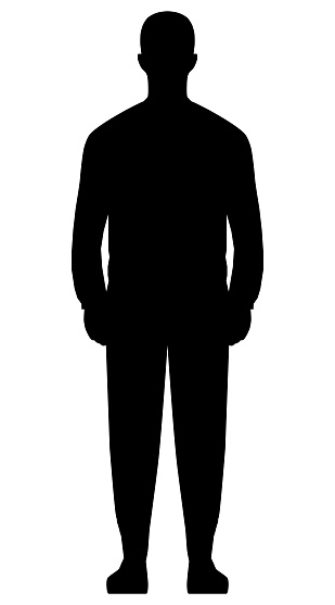 Man standing silhouette - black simple, isolated - vector illustration