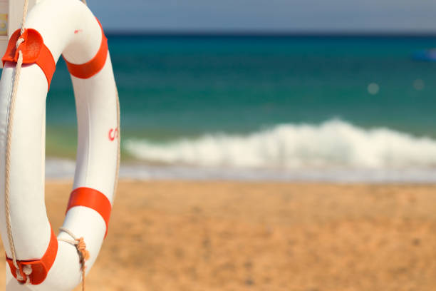 istock Lifebuoy on the beach. 1126562459