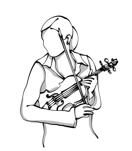 Vector illustration of Symphonic Orchestra Violinist