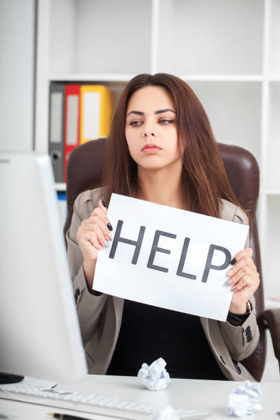 istock Stress. Unhappy Young Business woman,  needs help to manage work. 1126567647