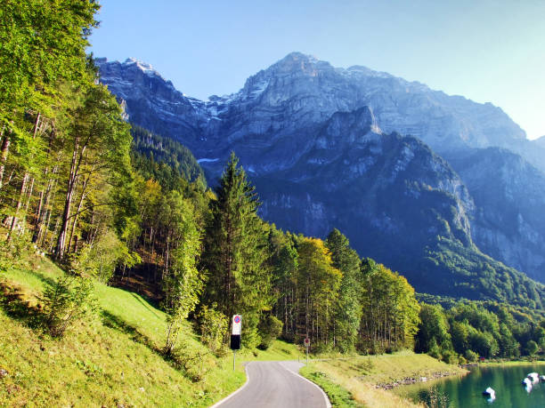 istock Alpine mountain Glarnisch, above the Klontalersee lake 1126568701