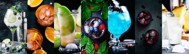istock Alcoholic cocktails with strong drinks, soda, berries and fruit in assortment 1126572273
