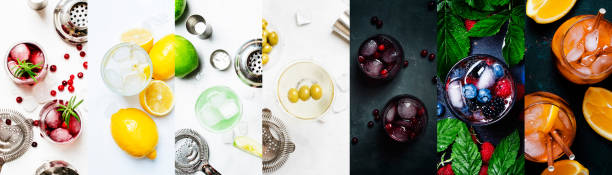 istock Alcoholic cocktails in assrtment. Top view, flat lay. Photo collage 1126572880