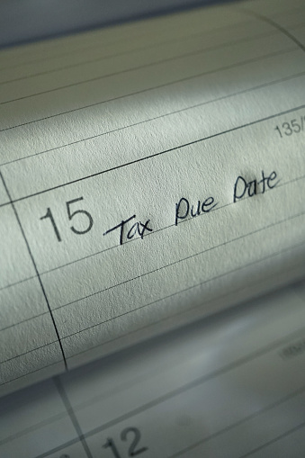 shot of tax due date on calendar