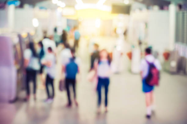 istock Blur abstract background. People are buying electric BRT tickets. 1126589687