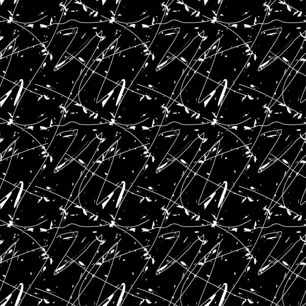 Vector illustration of Seamless abstract background pattern - lines and blots - gray wallpaper black and white - vector Illustration