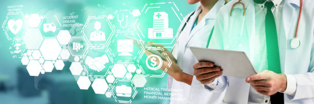 istock Doctor working in hospital with graphic interface. Medical concept. 1126592466