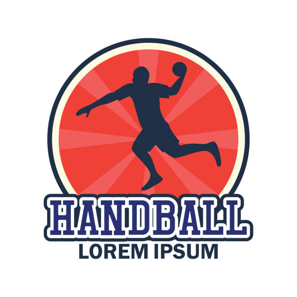 handball-abzeichen mit text platz für ihr slogan / slogan, vektor-illustration - handball stock-grafiken, -clipart, -cartoons und -symbole