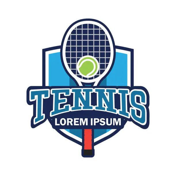 Vector illustration of tennis court logo with text space for your slogan / tag line, vector illustration