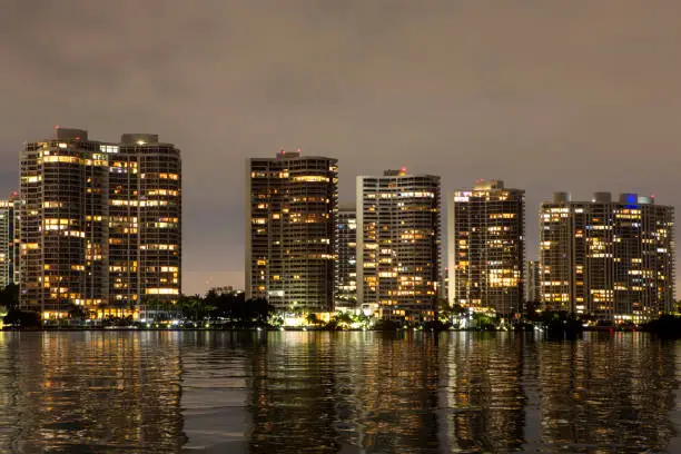 Aventura at night in Florida