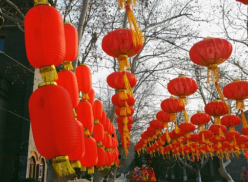 Red lanterns all around Chinatown for good luck to during Chinese New Year