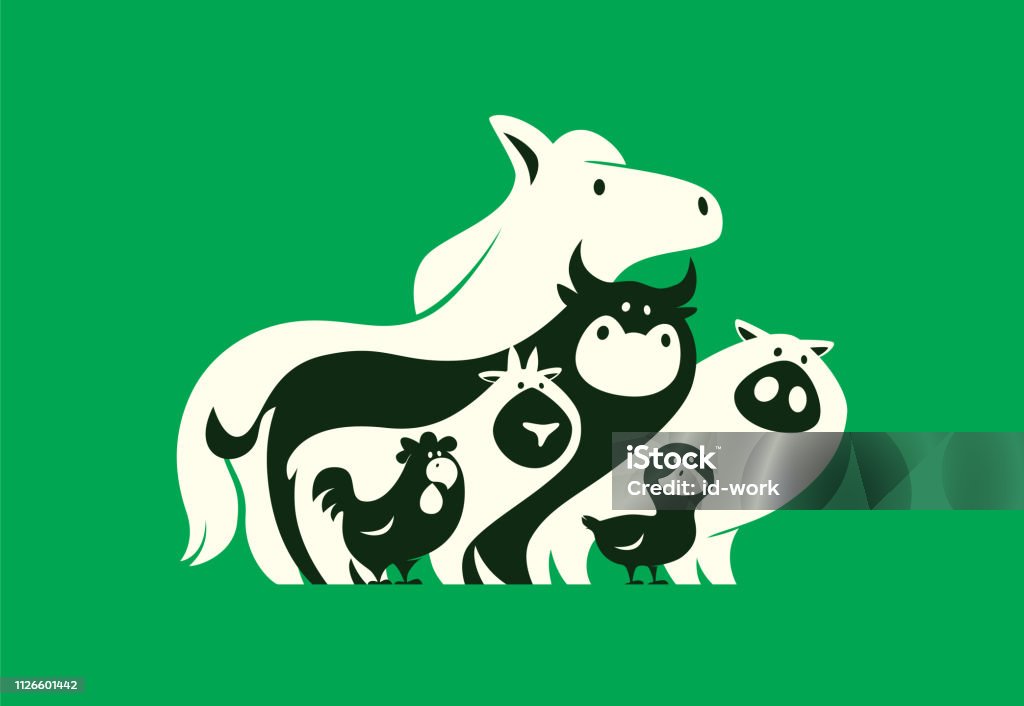 group of farm animals silhouette vector illustration of group of farm animals silhouette Livestock stock vector