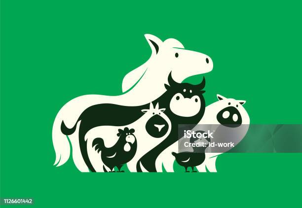 Group Of Farm Animals Silhouette Stock Illustration - Download Image Now - Livestock, Farm, Animal