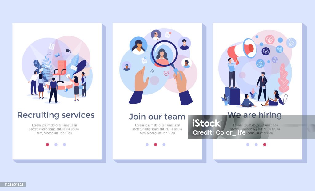 Recruitment service concept afbeelding instellen. - Royalty-free Werving vectorkunst