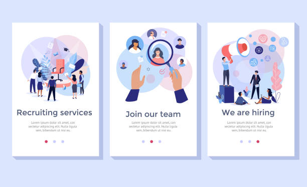 ilustrações de stock, clip art, desenhos animados e ícones de recruitment service concept illustration set. - recruitment