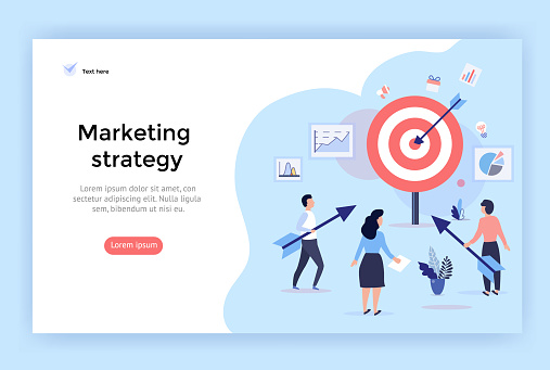 Marketing strategy concept illustration, perfect for web design, banner, mobile app, landing page