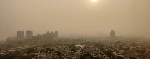 delhi air pollution. - poluição do ar imagens e fotografias de stock