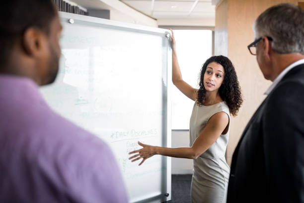 istock Businesswoman explaining strategy to colleagues 1126610576