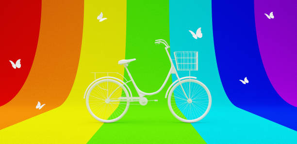 cute travel concept on rainbow color background 3D render 3d illustration