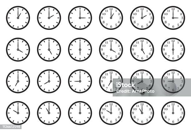 아날로그 시계 아이콘입니다 블랙 플랫 디자인입니다 벡터 일러스트입니다 벽 시계에 대한 스톡 벡터 아트 및 기타 이미지 - 벽 시계, 시계, 시계 숫자판