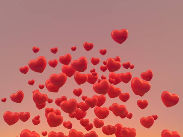 istock Flying hearts for valentines day, background. 3D illustration 1126614116