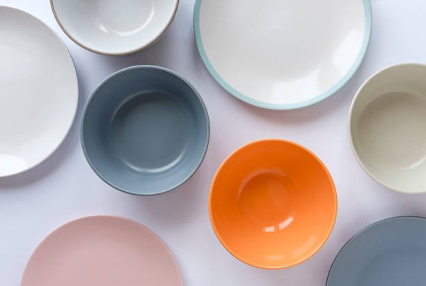 istock Assorted clean empty bowls and plates for food 1126620301