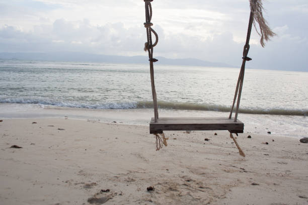 istock Rope wooden swing on the seaside 1126625541
