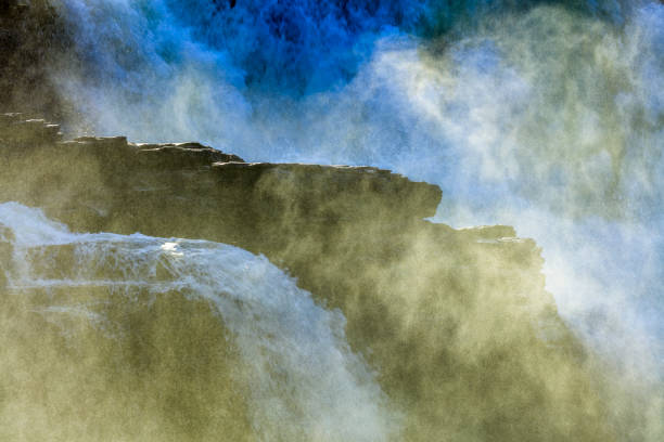 The beautiful and fast flowing GullFoss Waterfall on Southern Iceland formed by the Hvita River