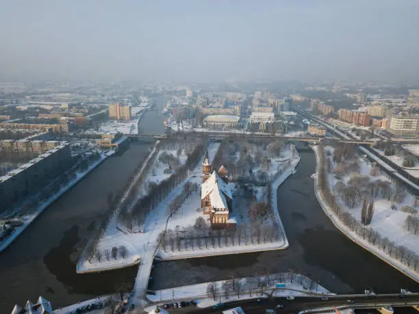 Tbe Cathedral of Kaliningrad, Russia, aerial view