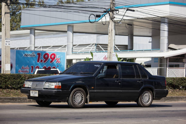 Private car, Volvo 740GL Chiangmai, Thailand - January 4 2019:  Private car, Volvo  740GL. Photo at road no 121 about 8 km from downtown Chiangmai, thailand. volvo 740 stock pictures, royalty-free photos & images