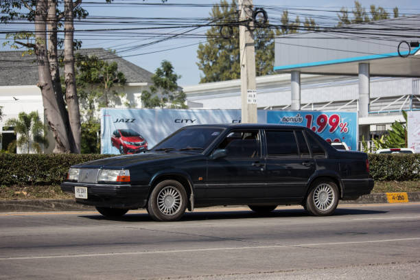 Private car, Volvo 740GL Chiangmai, Thailand - January 4 2019:  Private car, Volvo  740GL. Photo at road no 121 about 8 km from downtown Chiangmai, thailand. volvo 740 stock pictures, royalty-free photos & images