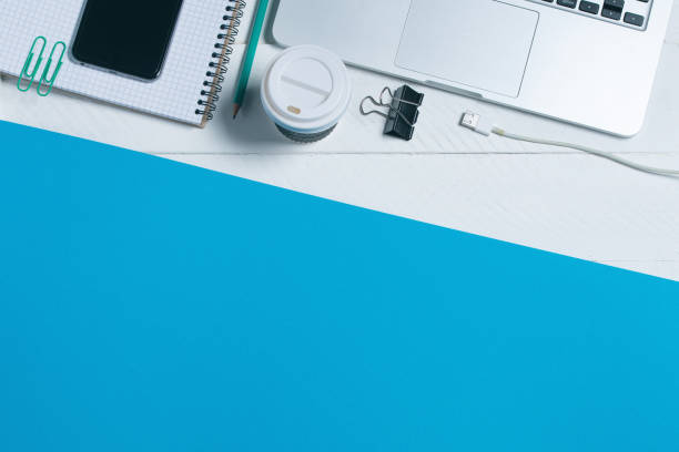 istock modern business tools on a blue background with place for copy space 1126628506