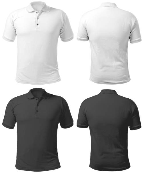 czarno-biała koszula z kołnierzykiem szablon projektu - polo shirt shirt clothing mannequin zdjęcia i obrazy z banku zdjęć