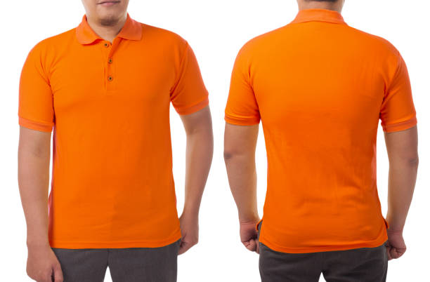 modelo de design de camisa laranja-de-colar - back rear view men muscular build - fotografias e filmes do acervo