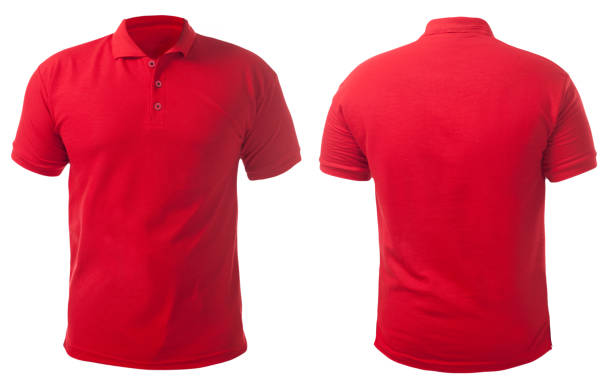 modello di design camicia con colletto rosso - polo shirt shirt clothing mannequin foto e immagini stock