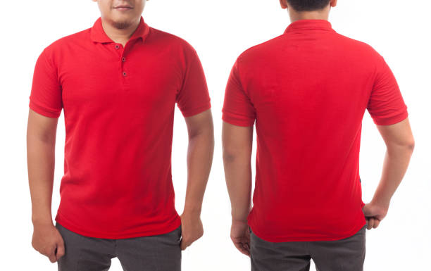 modelo de design de camisa de-colar vermelho - back rear view men muscular build - fotografias e filmes do acervo