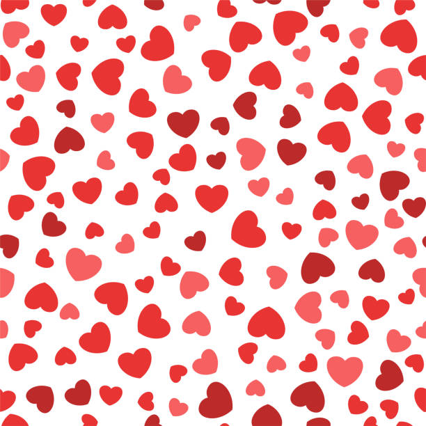 nahtlose muster mit vektor flache farbe herzen - february valentines day heart shape love stock-grafiken, -clipart, -cartoons und -symbole