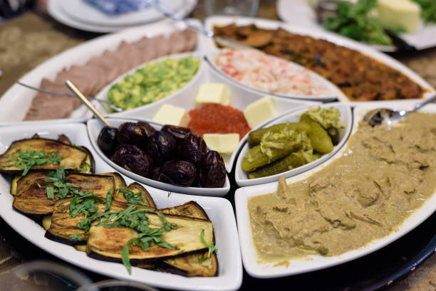 istock Mix of different snacks and appetizers.  Tapas bar. 1126634153