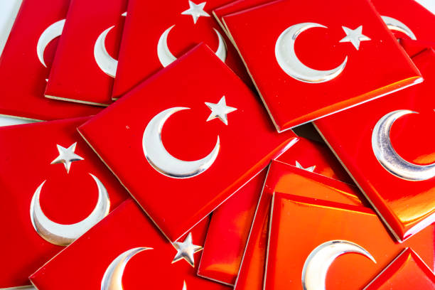 istock close up Turkish flag objects with moon and star on red color 1126636177