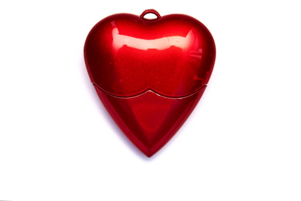istock Red Heart shape love flash drive on white background 1126637990
