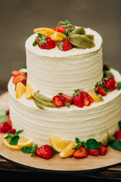 istock festive cake two tiers fresh fruit celebration 1126638612