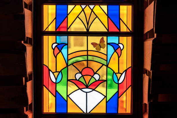 Stained Glass Windows on Historical Church Building