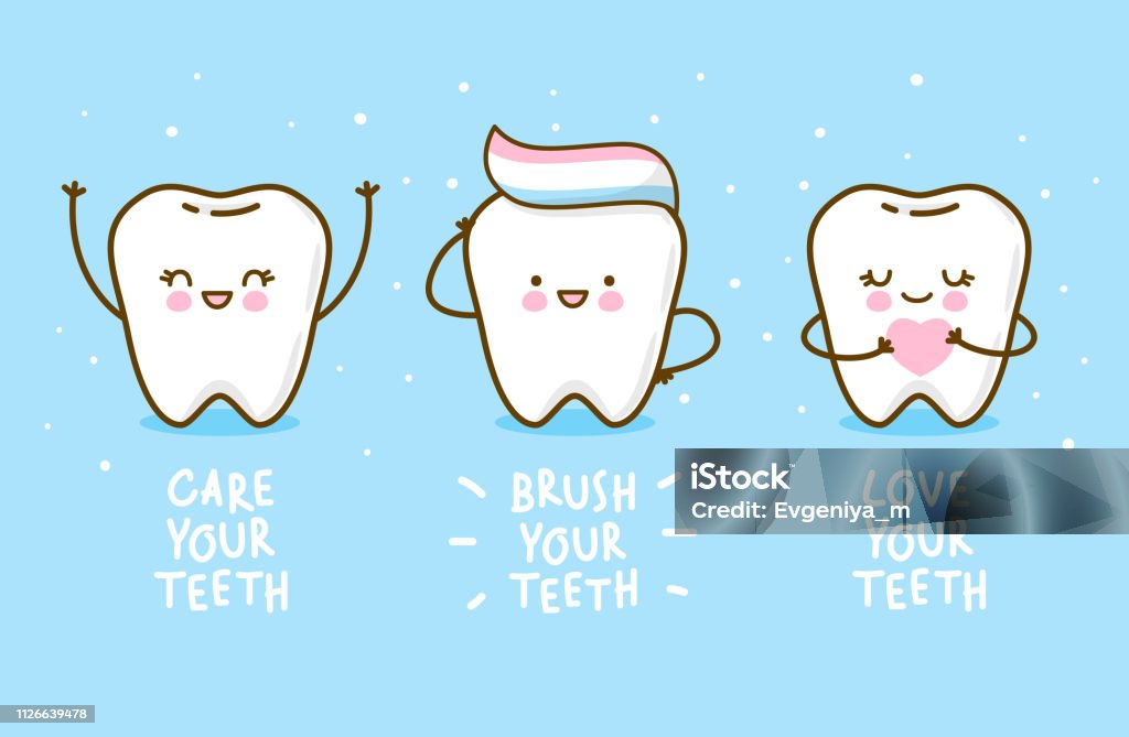 Set van schattige kleine tanden - Royalty-free Tanden vectorkunst