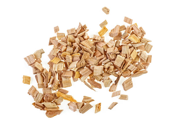 istock Pile of wood smoking chips isolated on white background, top view. 1126640151